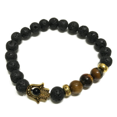 Lava Stone Bracelet – Hamsa Tigers Eye