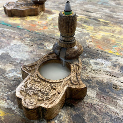 Hamsa Mango Wood Backflow Burner