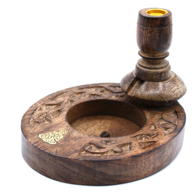 Brass Buddha Mango Wood Backflow Burner