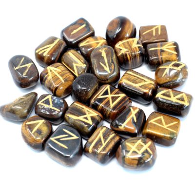 Runes Stone Set in Pouch – Tigers Eye