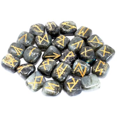 Runes Stone Set in Pouch – Labradorite