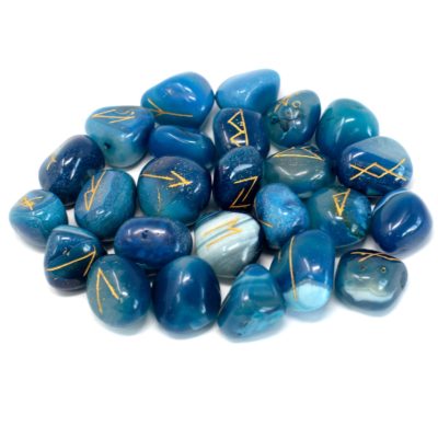 Runes Stone Set in Pouch – Blue Onyx