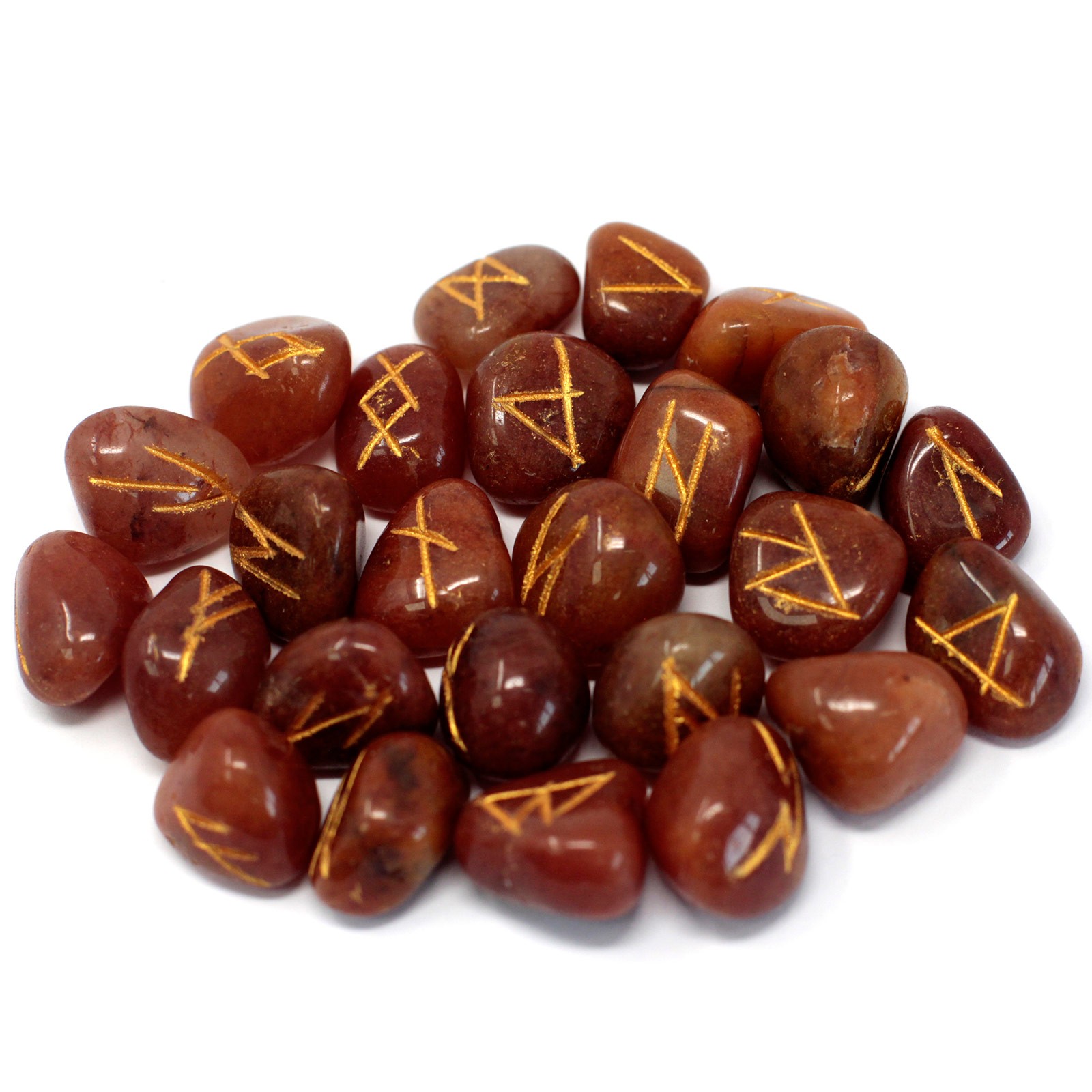 Runes Stone Set in Pouch- Red Aventurine Runes Stone Set in Pouch- Red Aventurine