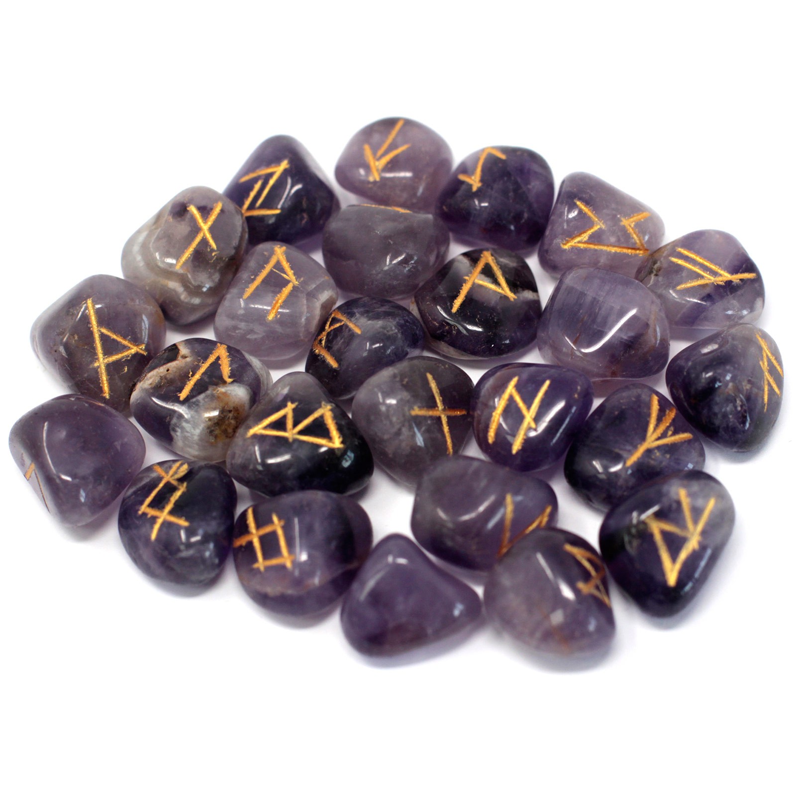 Runes Stone Set in Pouch – Amethyst Runes Stone Set in Pouch – Amethyst
