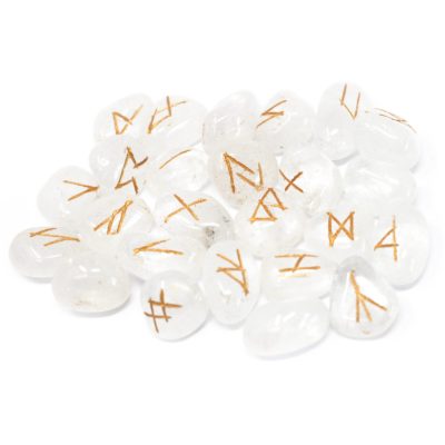 Runes Stone Set in Pouch  – Crystal