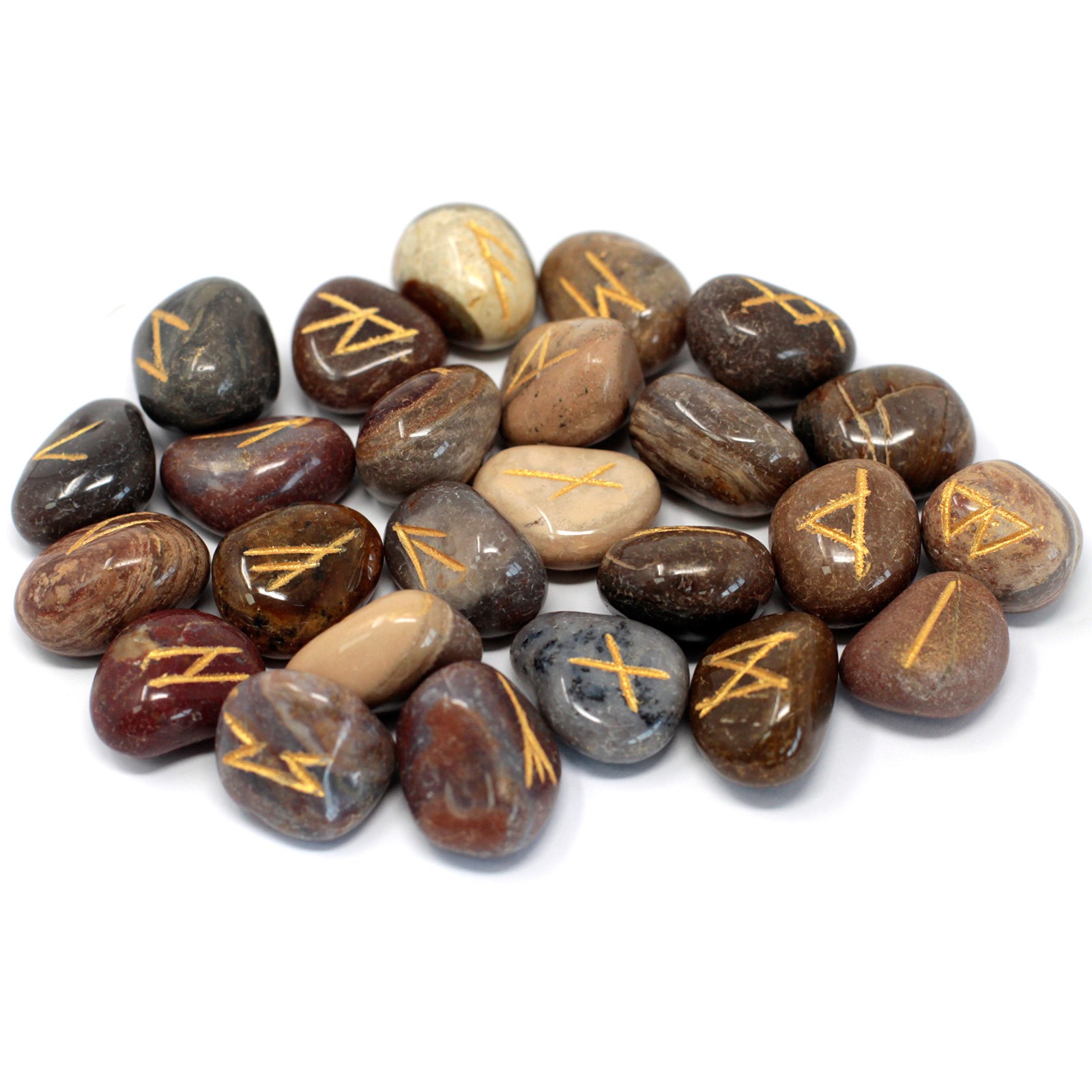 Runes Stone Set in Pouch – Fancy Jasper Runes Stone Set in Pouch – Fancy Jasper