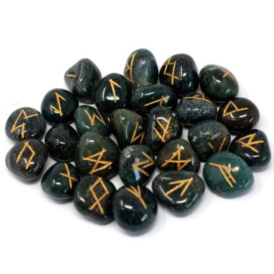 Runes Stone Set in Pouch  – Bloodstone