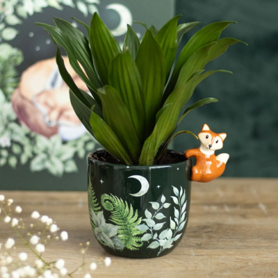 Green Forest Plant Pot with Fox