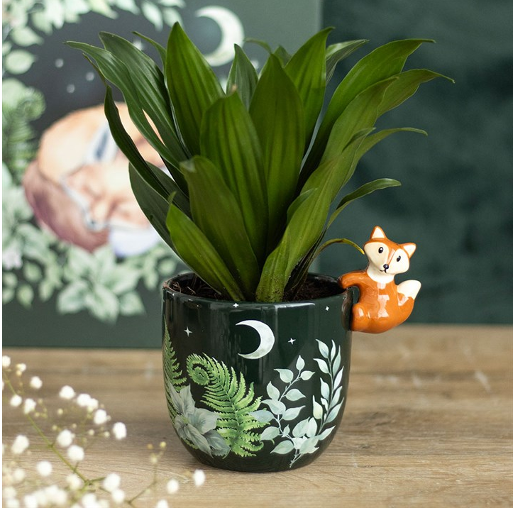 Green Forest Plant Pot with Fox