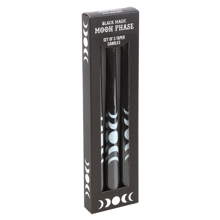 Set of 3 Black Magic Moon Phase Taper Candles Set of 3 Black Magic Moon Phase Taper Candles