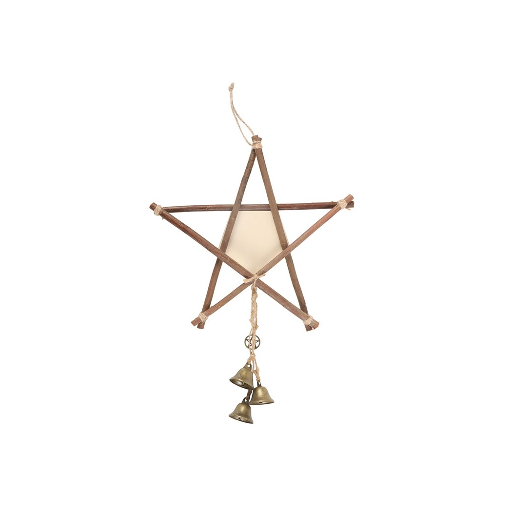 Green Witch Hanging Willow Pentagram with Bells 4 Green Witch Hanging Willow Pentagram with Bells
