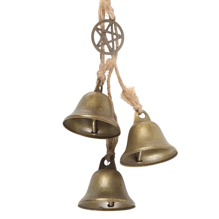 Green Witch Hanging Willow Pentagram with Bells 3 Green Witch Hanging Willow Pentagram with Bells