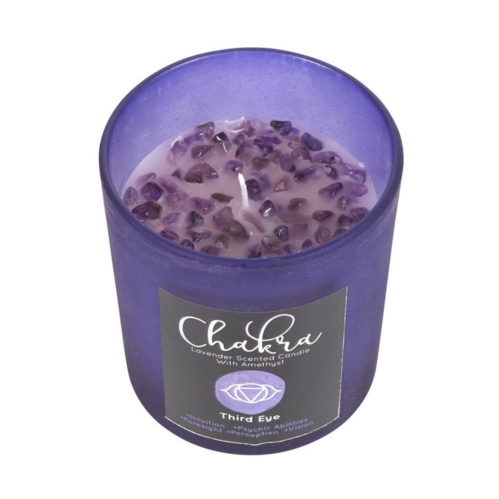 Third Eye Chakra Lavender Crystal Chip Candle Third Eye Chakra Lavender Crystal Chip Candle