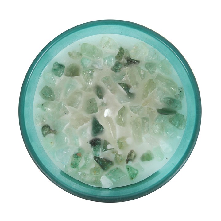 Heart Chakra Mint Crystal Chip Candle 2 Heart Chakra Mint Crystal Chip Candle