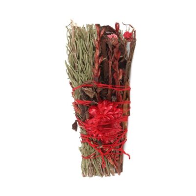 Rosemary and Red Flowers Ritual Wand Smudge Stick – 6 Inches