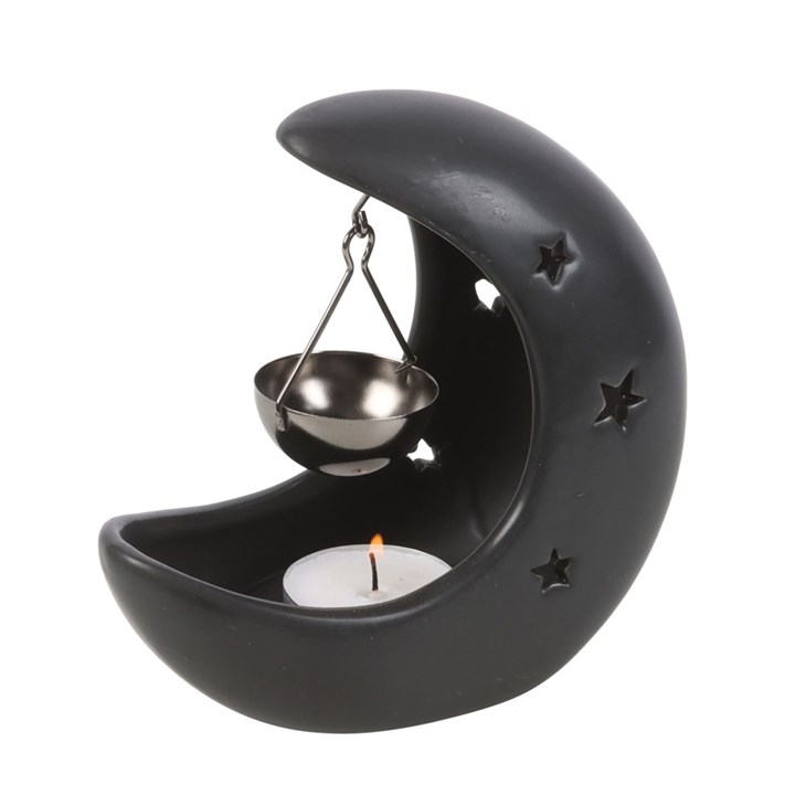Black Crescent Moon Hanging Oil Burner 2 Black Crescent Moon Hanging Oil Burner