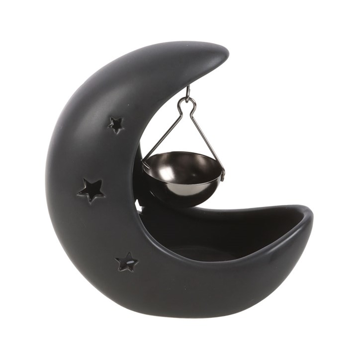 Black Crescent Moon Hanging Oil Burner 3 Black Crescent Moon Hanging Oil Burner