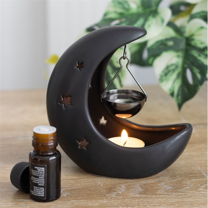 Black Crescent Moon Hanging Oil Burner 4 Black Crescent Moon Hanging Oil Burner