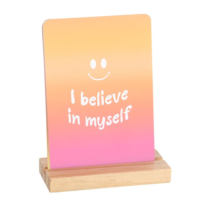 Mindful Moments Affirmation Cards with Wooden Stand Mindful Moments Affirmation Cards with Wooden Stand