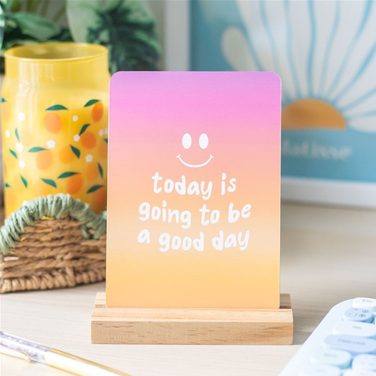 Mindful Moments Affirmation Cards with Wooden Stand 4 Mindful Moments Affirmation Cards with Wooden Stand