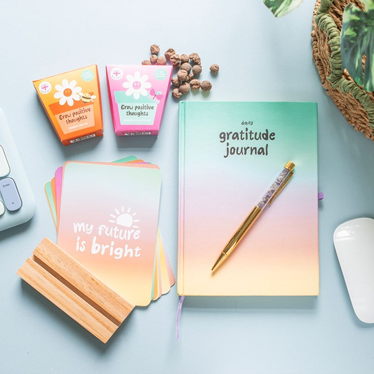 Mindful Moments Affirmation Cards with Wooden Stand 5 Mindful Moments Affirmation Cards with Wooden Stand