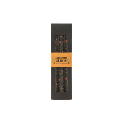 Set of 3 Black Midnight Print Taper Candles