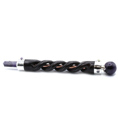 Amethyst & Copper Spiral Carving Healing Wand
