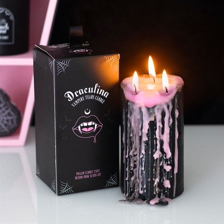 Large Pink Vampire Tears Pillar Candle Large Pink Vampire Tears Pillar Candle