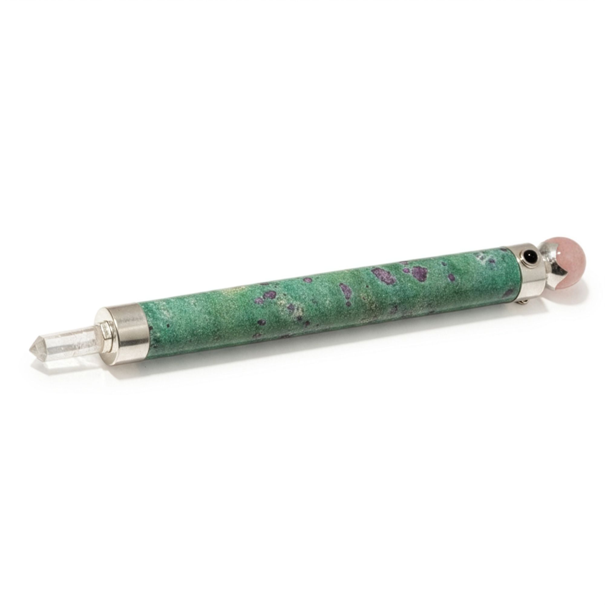 Verdant Heart Wand – Ruby Fuchsite Rose Quartz Verdant Heart Wand – Ruby Fuchsite Rose Quartz