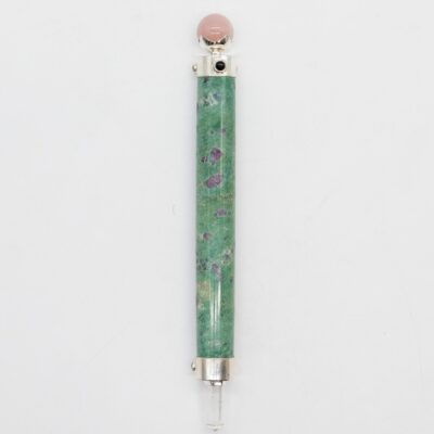 Verdant Heart Wand – Ruby Fuchsite Rose Quartz