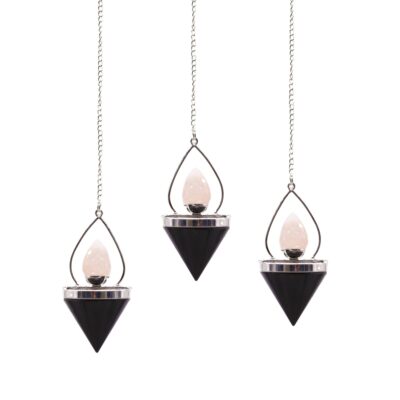 Lantern of Life Pendulum – Black Agate & Rose Quartz