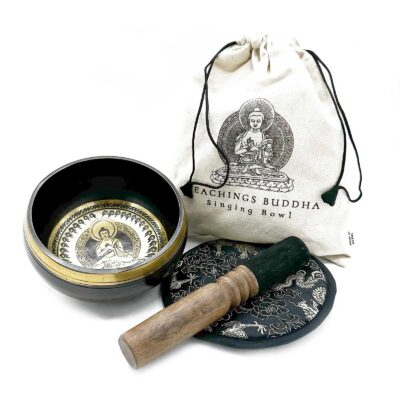 Hand Beaten & Engraved Singing Bowl Gift Set – 14cm – Teachings Buddha
