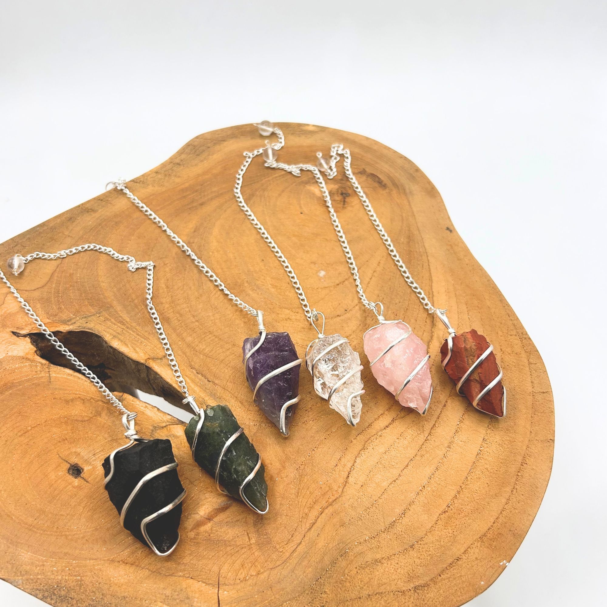 Raw Gemstone Pendulum – Rose Quartz 2 Raw Gemstone Pendulum – Rose Quartz