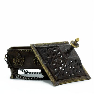 Brass Tibetan Burner – Eight Symbols Square Hanging Pot