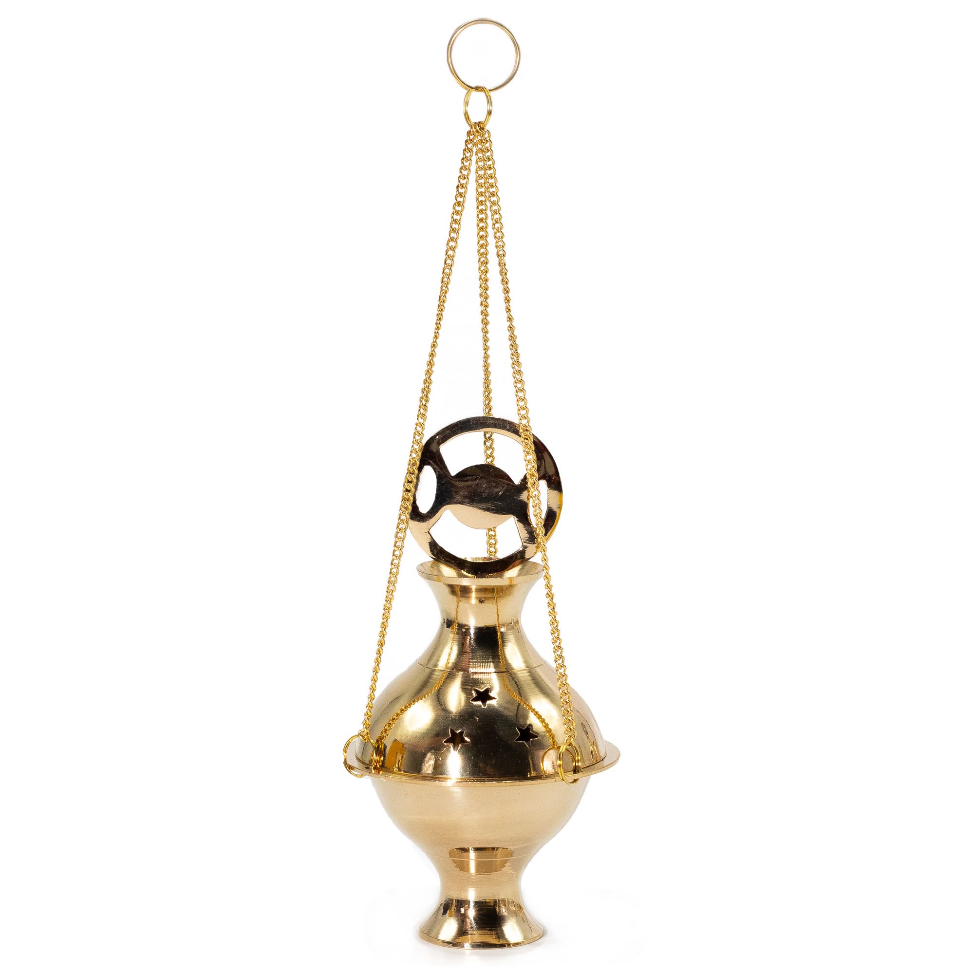 Hanging Brass Incense Burner – Three Phase Moon Hanging Brass Incense Burner – Three Phase Moon