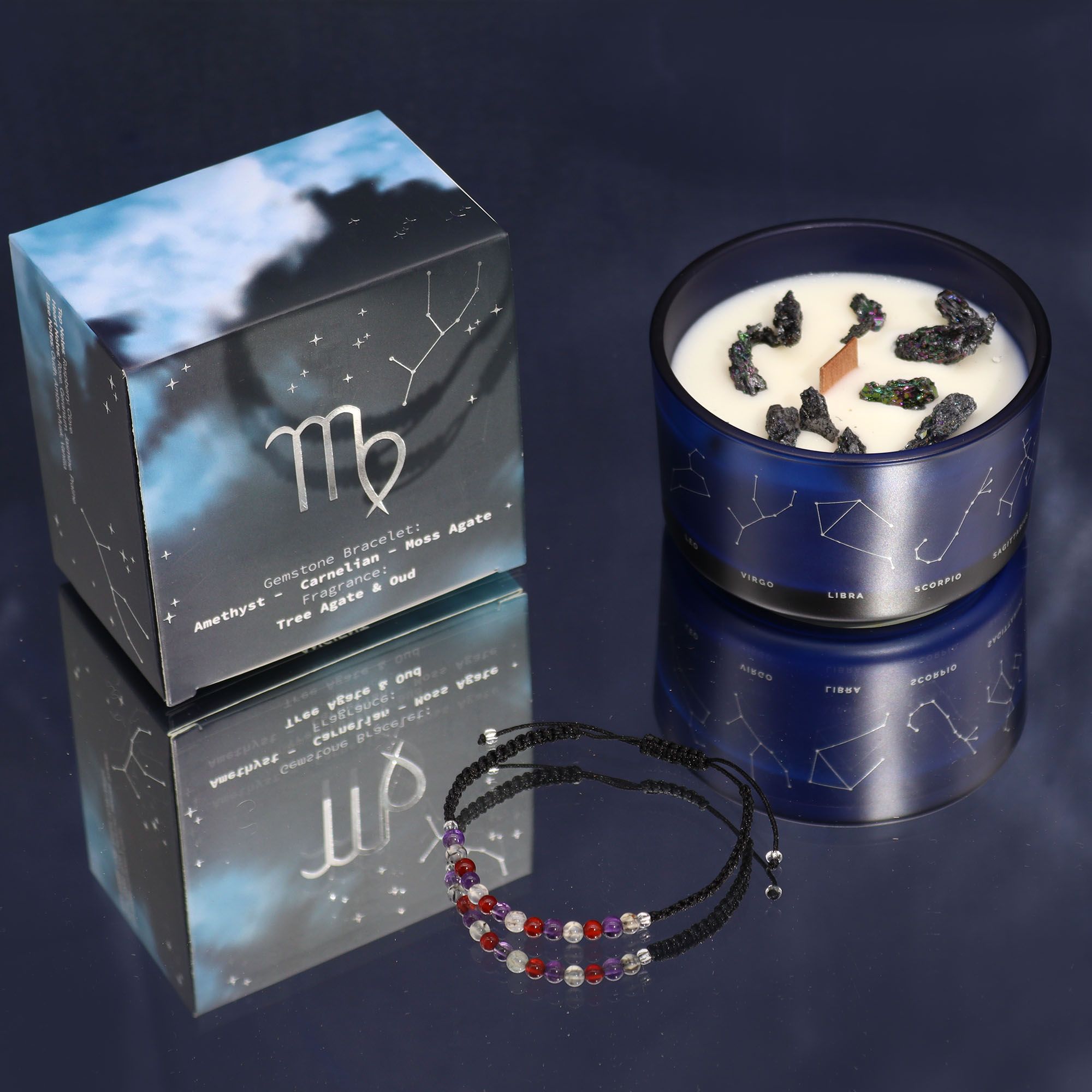 Zodiac Crystal Candle with Bracelet – Virgo Zodiac Crystal Candle with Bracelet – Virgo