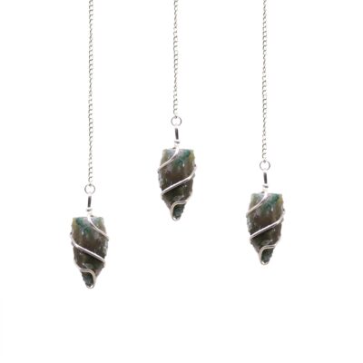 Raw Gemstone Pendulum – Moss Agate