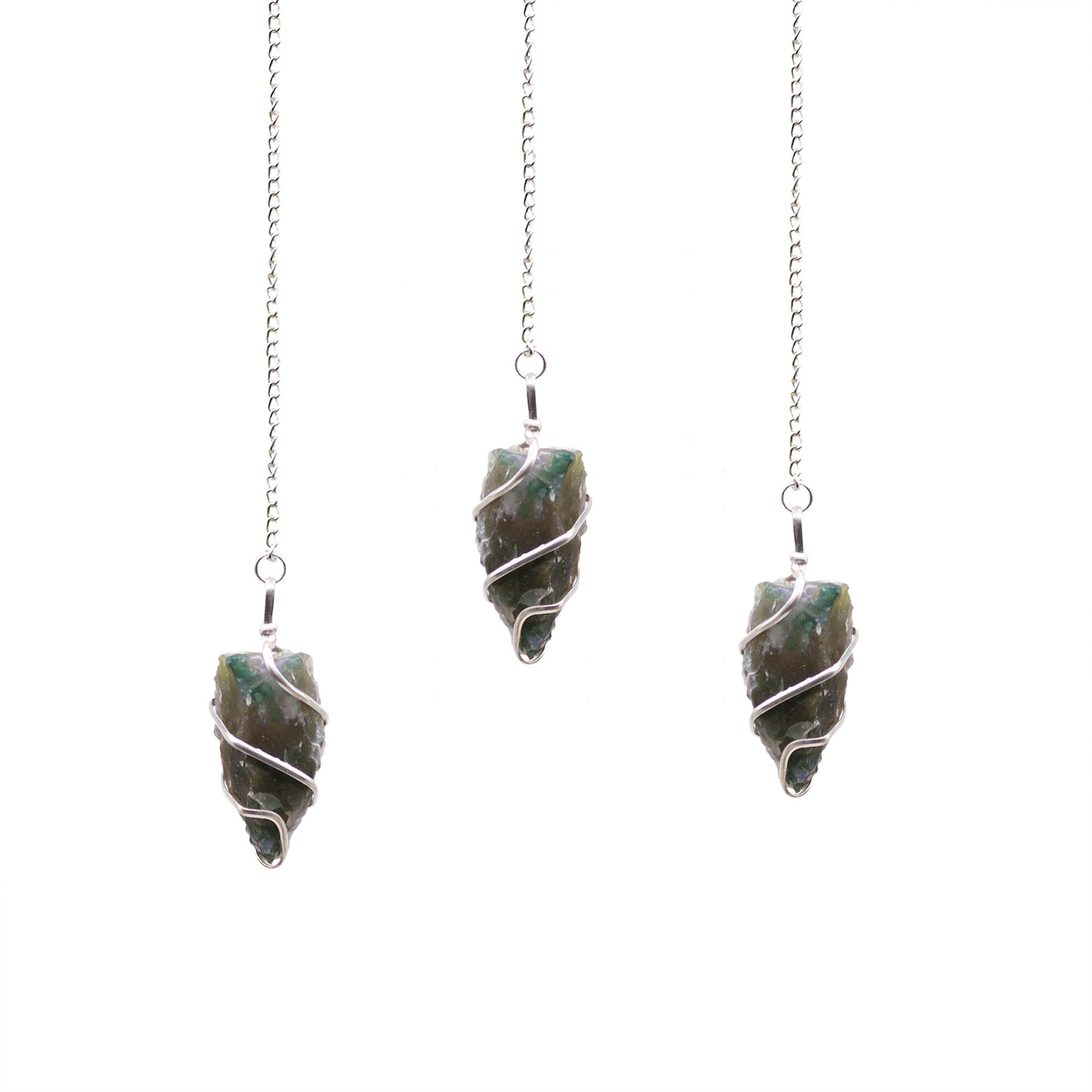 Raw Gemstone Pendulum – Moss Agate Raw Gemstone Pendulum – Moss Agate