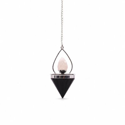 Lantern of Life Pendulum – Black Agate & Rose Quartz