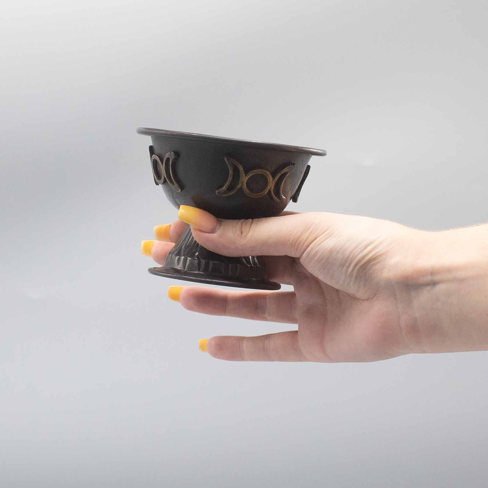 Antique Copper Ritual Chalice Triple Moon 10x8cm 2 Antique Copper Ritual Chalice Triple Moon 10x8cm
