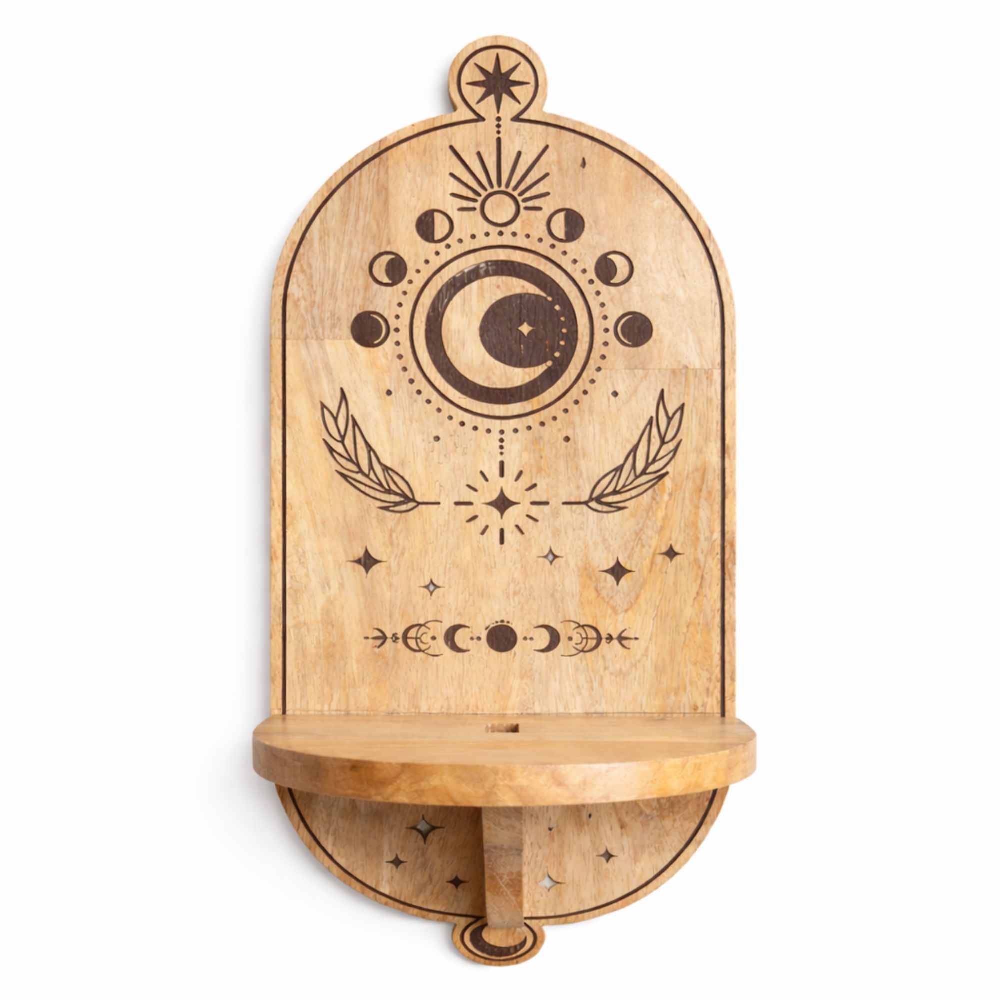 Moon Phase Carved Arch Wall Shelf Moon Phase Carved Arch Wall Shelf