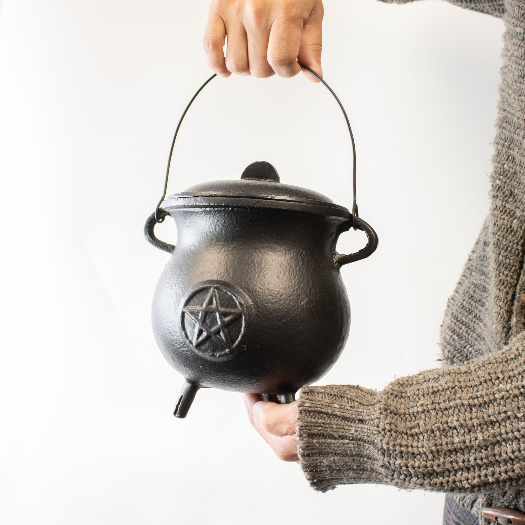 Large Cast Iron Cauldron with Pentagon 7 Large Cast Iron Cauldron with Pentagon