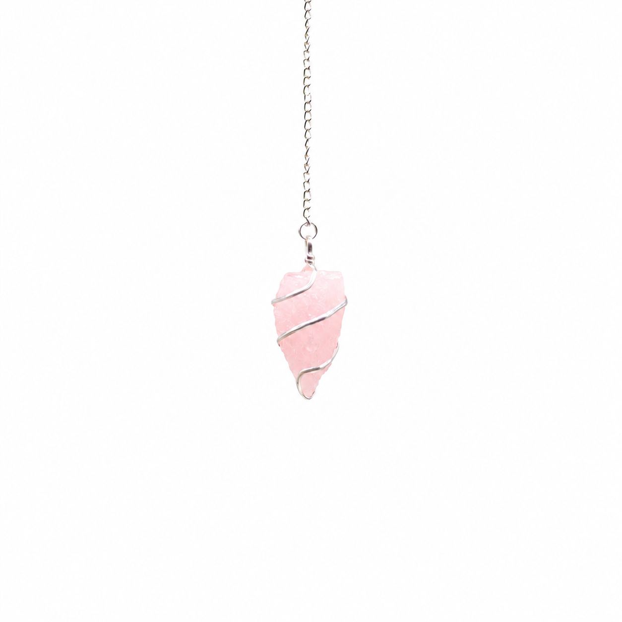 Raw Gemstone Pendulum – Rose Quartz 3 Raw Gemstone Pendulum – Rose Quartz