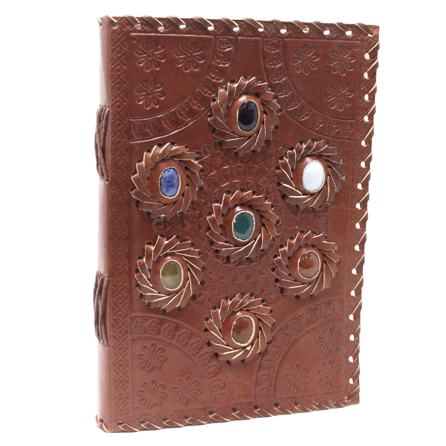 Leather Chakra Stone Notebook 2 Leather Chakra Stone Notebook