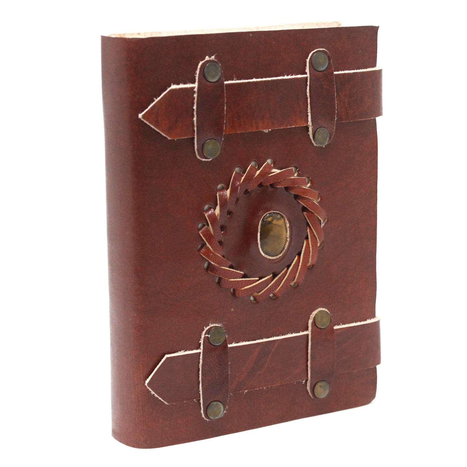 Leather Tigers Eye with Belts Notebook 2 Leather Tigers Eye with Belts Notebook